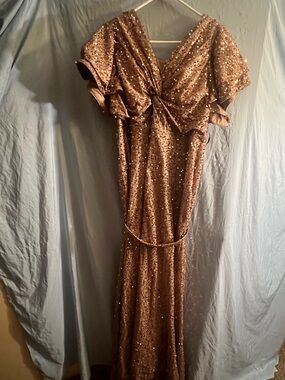 Sequin Evening Gown - Rose Gold